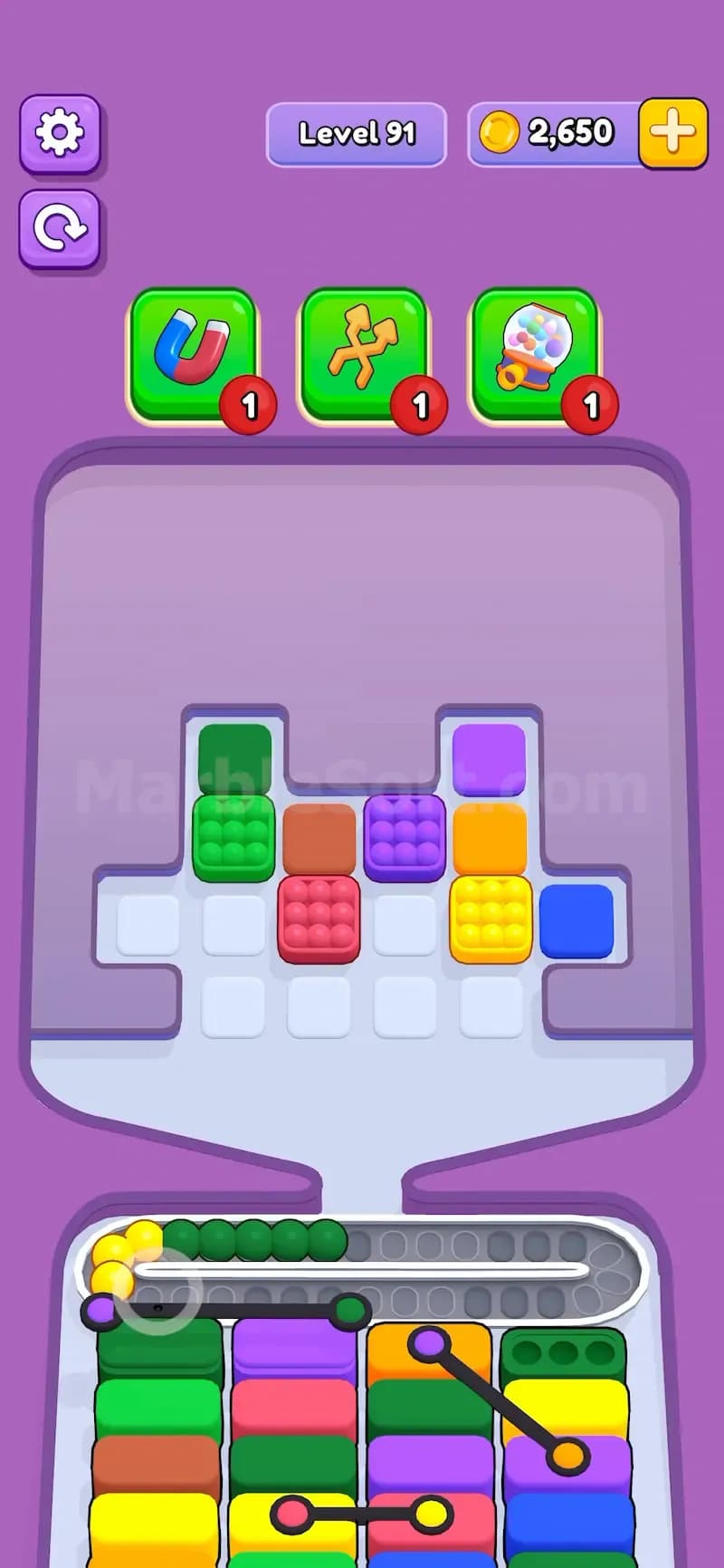 Connected Pallet in Marble Sort