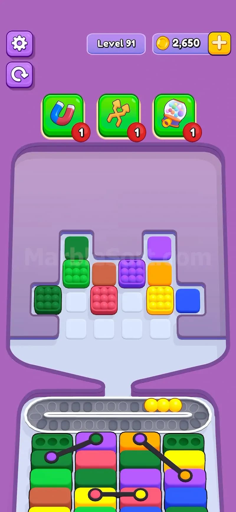 Connected Pallet in Marble Sort