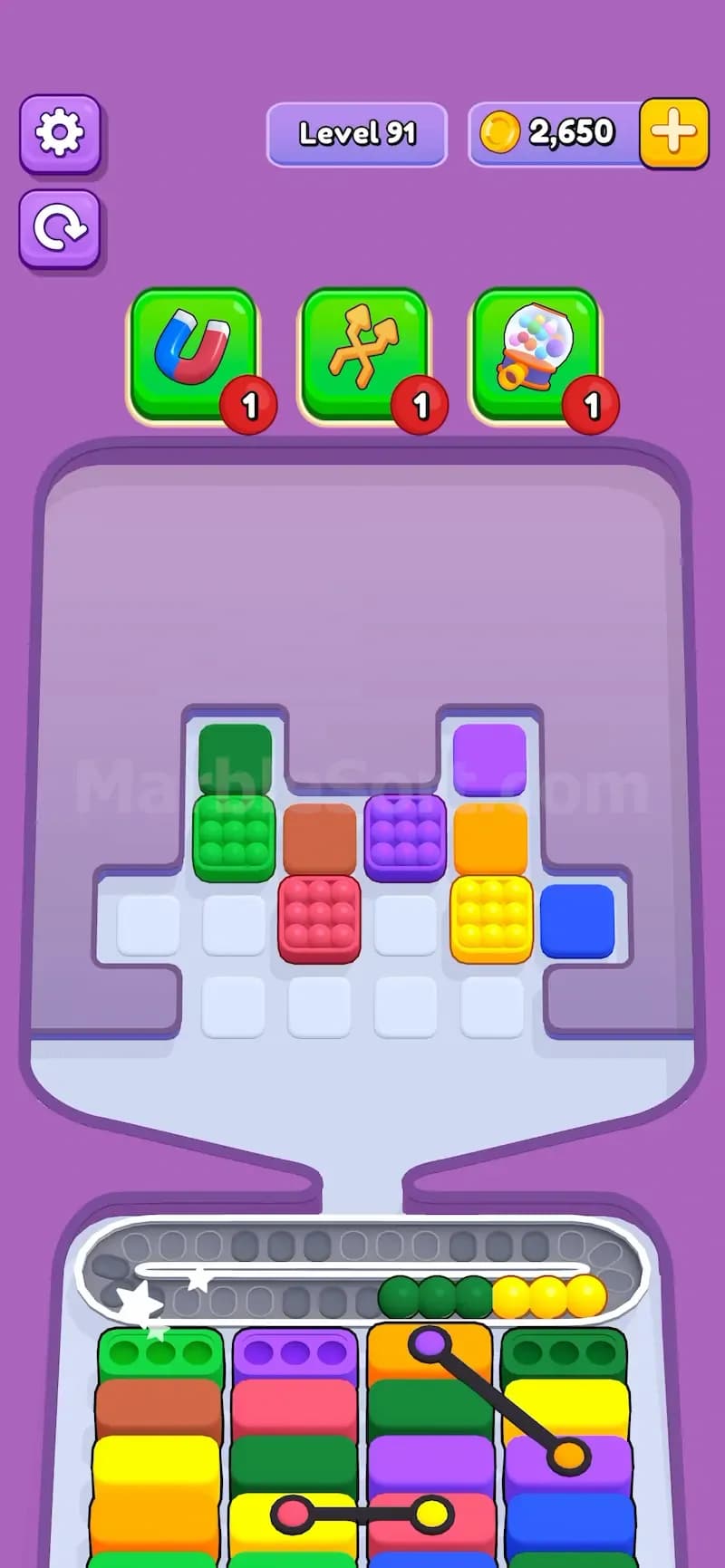 Connected Pallet in Marble Sort