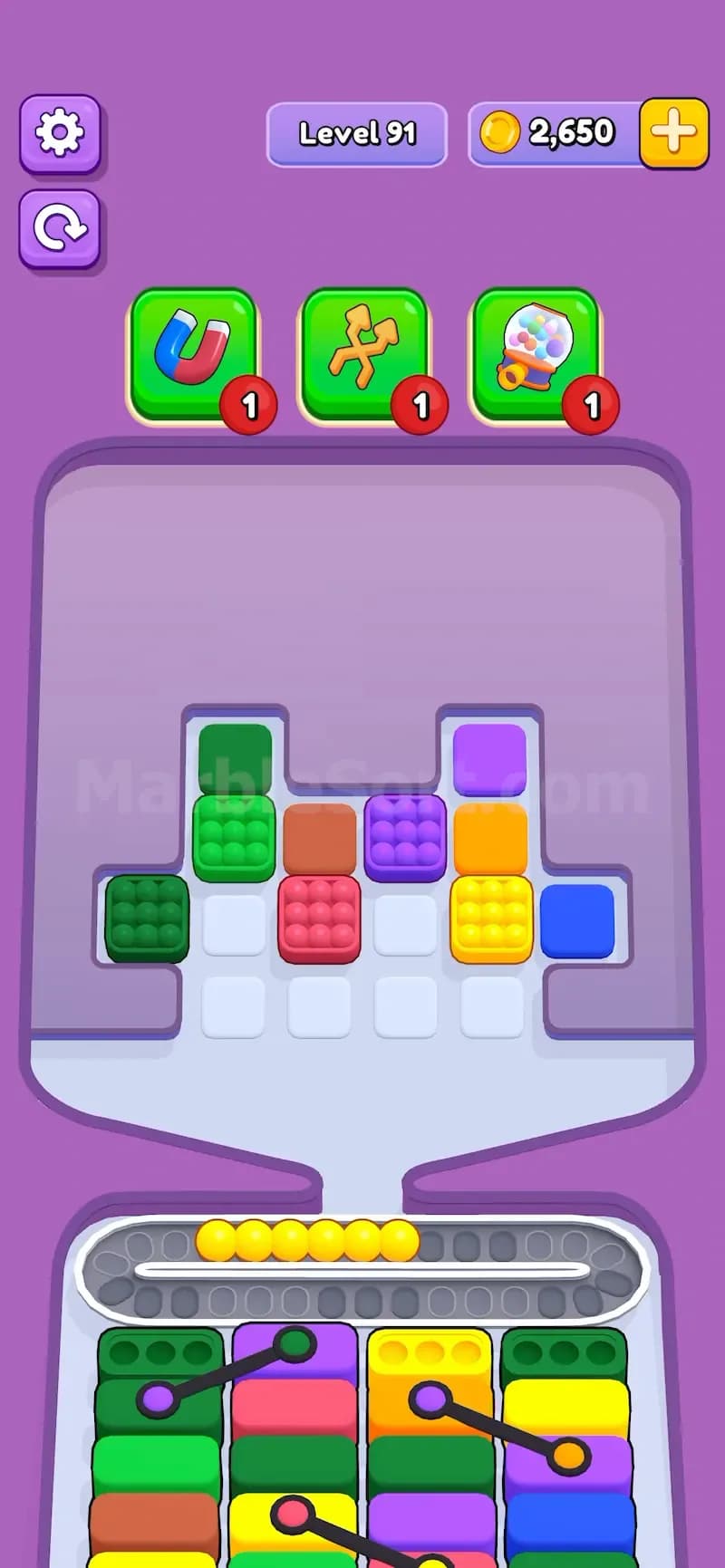 Connected Pallet in Marble Sort